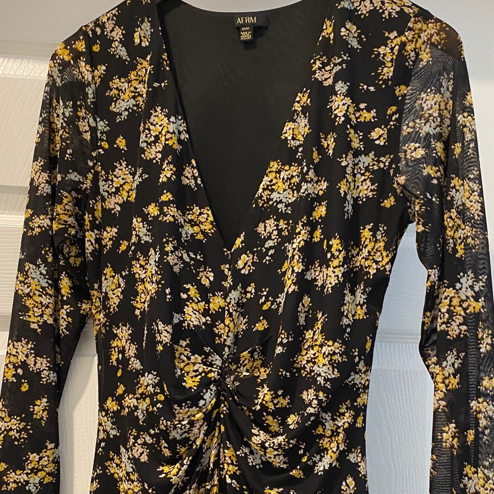 AFRM Black and Yellow Floral Maxi Dress